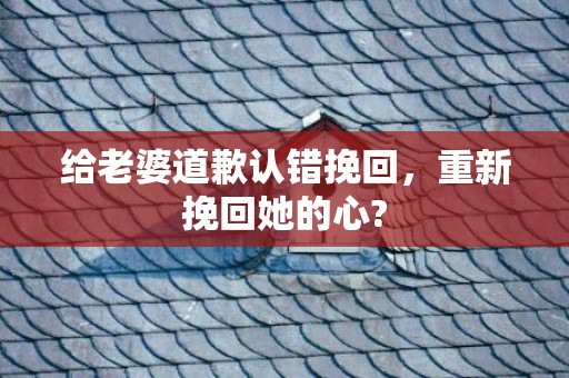 给老婆道歉认错挽回，重新挽回她的心?