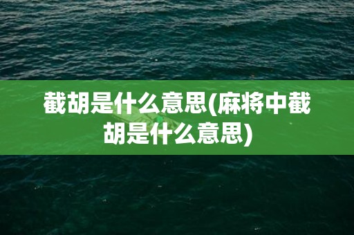 截胡是什么意思(麻将中截胡是什么意思)