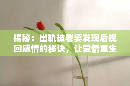 揭秘：出轨被老婆发现后挽回感情的秘诀，让爱情重生