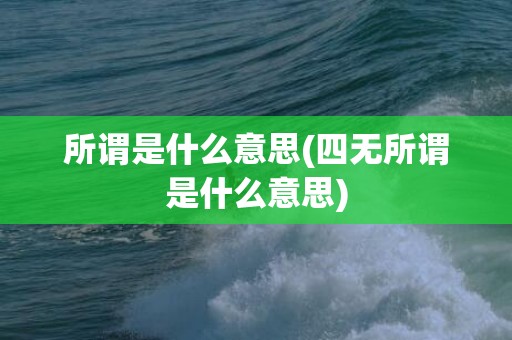 所谓是什么意思(四无所谓是什么意思)