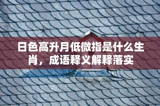 日色高升月低微指是什么生肖，成语释义解释落实