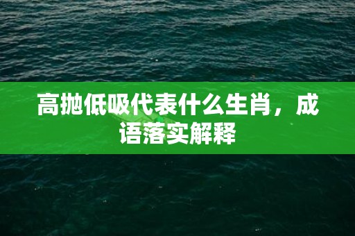 高抛低吸代表什么生肖，成语落实解释