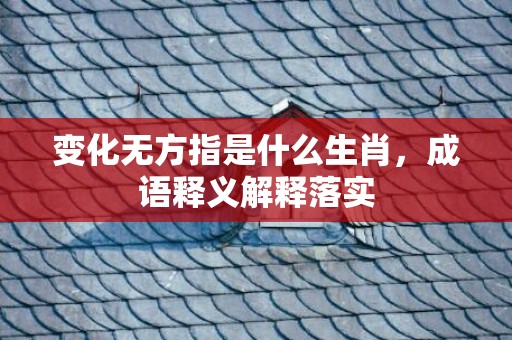 变化无方指是什么生肖，成语释义解释落实插图