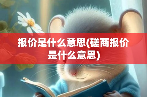 报价是什么意思(磋商报价是什么意思)