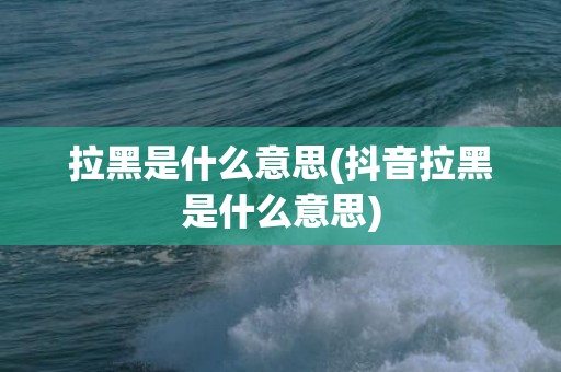 拉黑是什么意思(抖音拉黑是什么意思)