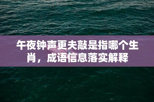 午夜钟声更夫敲是指哪个生肖，成语信息落实解释