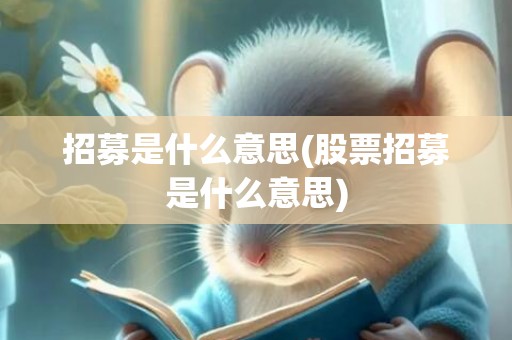 招募是什么意思(股票招募是什么意思)