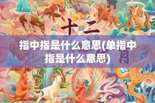 指中指是什么意思(单指中指是什么意思)