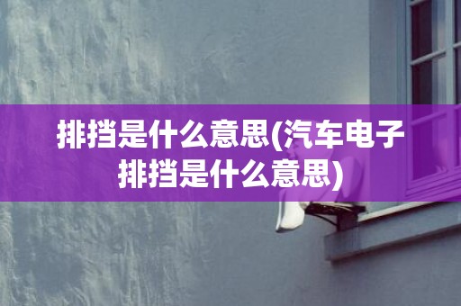 排挡是什么意思(汽车电子排挡是什么意思)