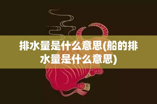 排水量是什么意思(船的排水量是什么意思)