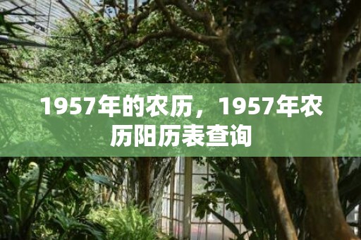 1957年的农历，1957年农历阳历表查询