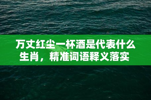 万丈红尘一杯酒是代表什么生肖，精准词语释义落实 ；标准成语落实释义