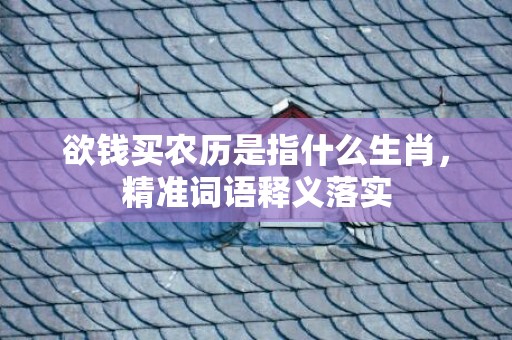 欲钱买农历是指什么生肖，精准词语释义落实