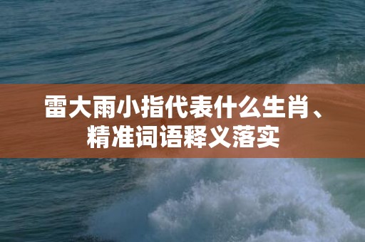 雷大雨小指代表什么生肖、精准词语释义落实