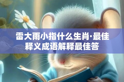 雷大雨小指什么生肖·最佳释义成语解释最佳答