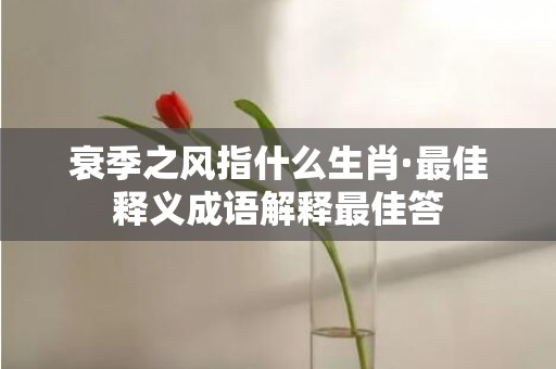 衰季之风指什么生肖·最佳释义成语解释最佳答