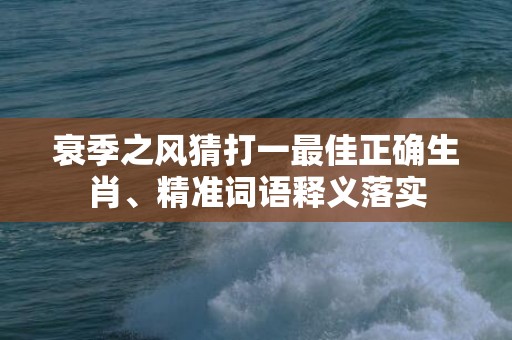衰季之风猜打一最佳正确生肖、精准词语释义落实