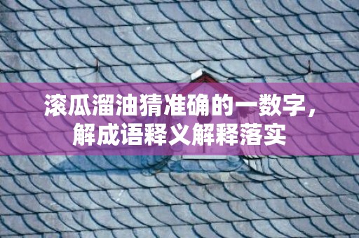 滚瓜溜油猜准确的一数字，解成语释义解释落实