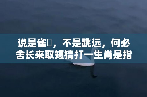 说是雀躍，不是跳远，何必舍长来取短猜打一生肖是指什么生肖、精准词语释义落实