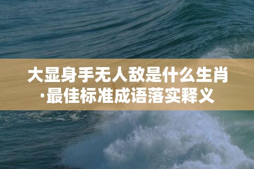 大显身手无人敌是什么生肖·最佳标准成语落实释义