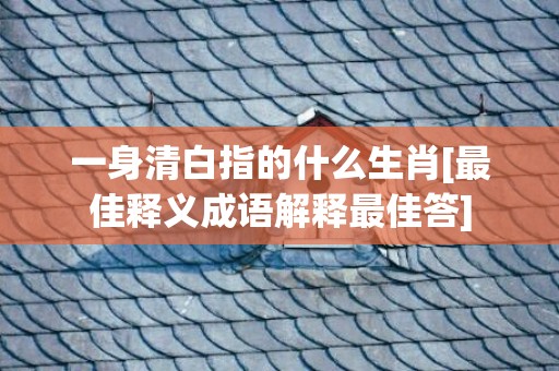 一身清白指的什么生肖[最佳释义成语解释最佳答]