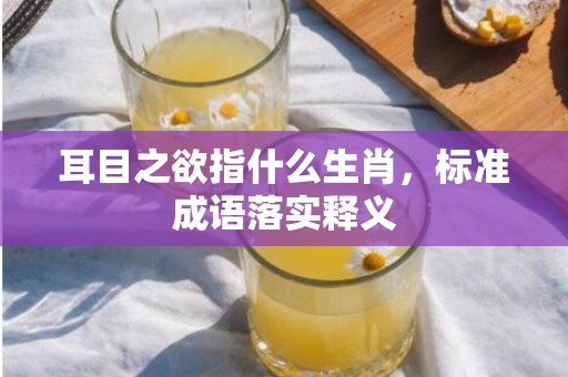 耳目之欲指什么生肖，标准成语落实释义