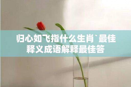 归心如飞指什么生肖`最佳释义成语解释最佳答