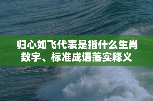 归心如飞代表是指什么生肖数字、标准成语落实释义