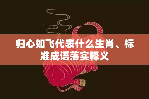 归心如飞代表什么生肖、标准成语落实释义