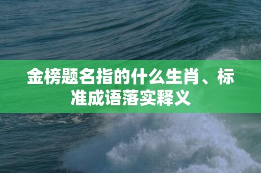 金榜题名指的什么生肖、标准成语落实释义
