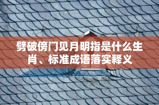 劈破傍门见月明指是什么生肖、标准成语落实释义