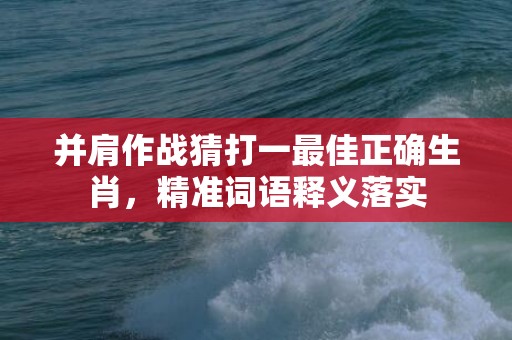 并肩作战猜打一最佳正确生肖，精准词语释义落实