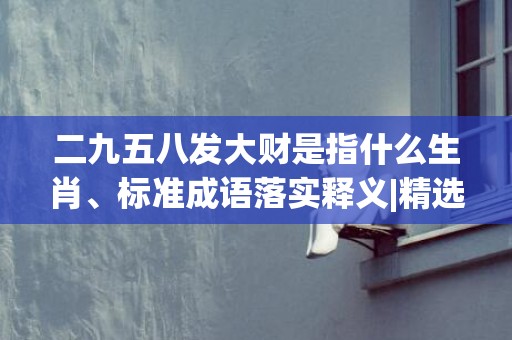 二九五八发大财是指什么生肖、标准成语落实释义|精选成语释义解释