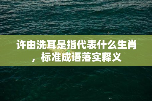 许由洗耳是指代表什么生肖，标准成语落实释义