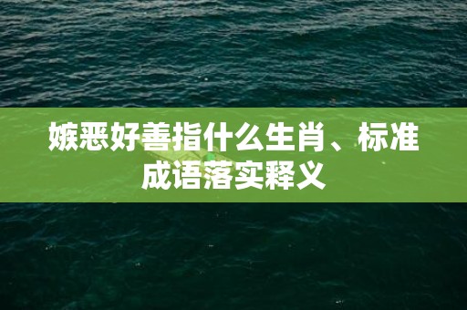 嫉恶好善指什么生肖、标准成语落实释义