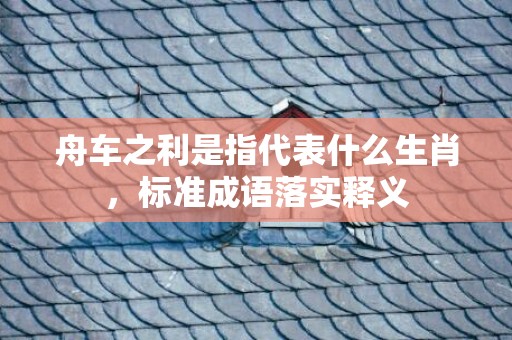 舟车之利是指代表什么生肖，标准成语落实释义