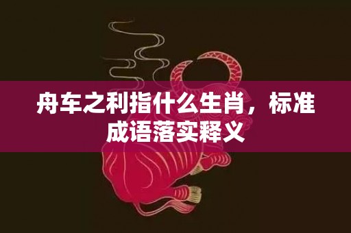 舟车之利指什么生肖，标准成语落实释义