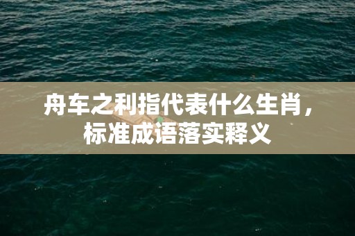舟车之利指代表什么生肖，标准成语落实释义