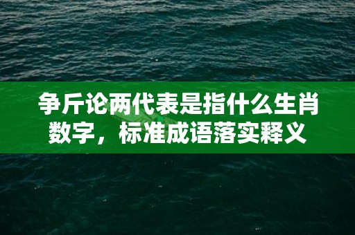 争斤论两代表是指什么生肖数字，标准成语落实释义