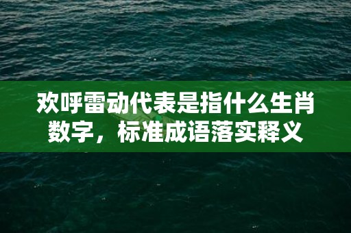 欢呼雷动代表是指什么生肖数字，标准成语落实释义