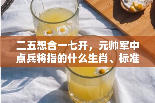 二五想合一七开，元帅军中点兵将指的什么生肖、标准成语落实释义