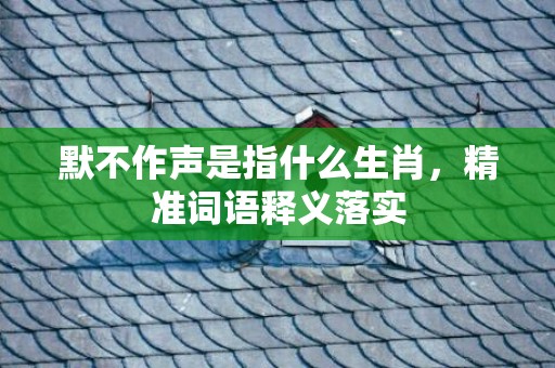 默不作声是指什么生肖，精准词语释义落实