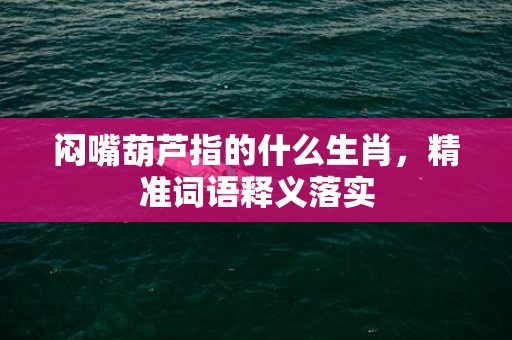 闷嘴葫芦指的什么生肖，精准词语释义落实