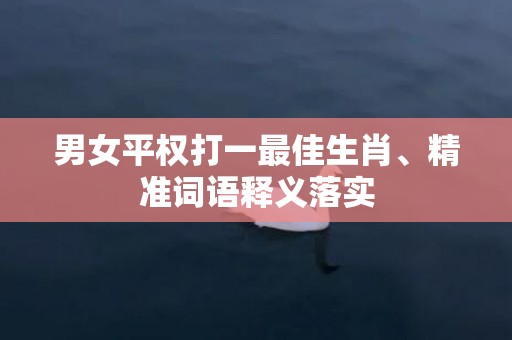 男女平权打一最佳生肖、精准词语释义落实