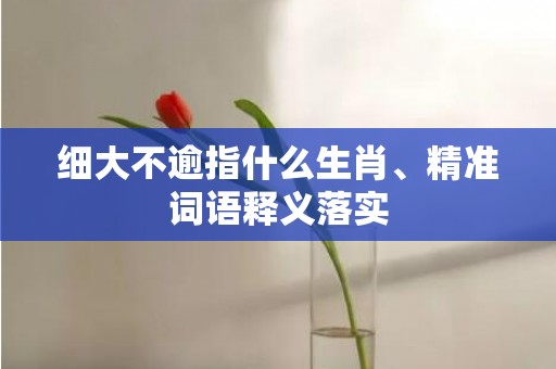 细大不逾指什么生肖、精准词语释义落实