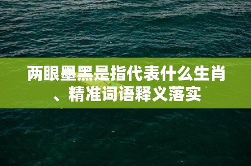 两眼墨黑是指代表什么生肖、精准词语释义落实