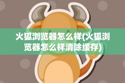 火狐浏览器怎么样(火狐浏览器怎么样清除缓存)