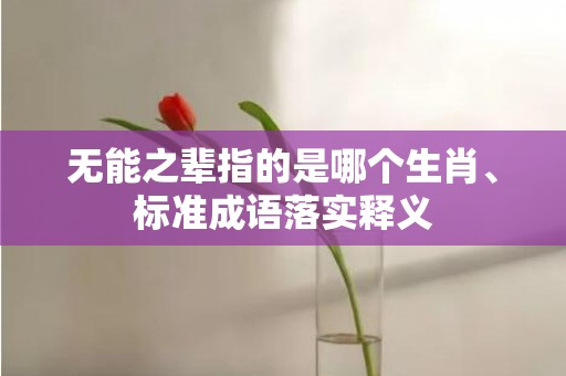无能之辈指的是哪个生肖、标准成语落实释义