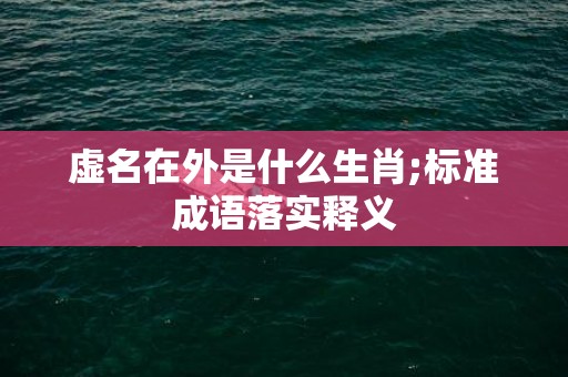 虚名在外是什么生肖;标准成语落实释义