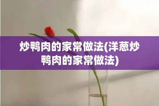 炒鸭肉的家常做法(洋葱炒鸭肉的家常做法)